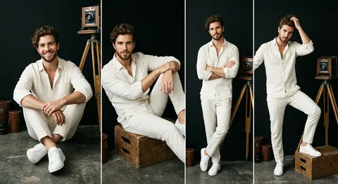 A professional studio portrait collection featuring Adrian Vale, a striking youn - AI生成图片 2
