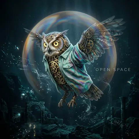 A clockwork owl with articulated brass-like inner mechanics sealed inside transl - AI生成图片 3
