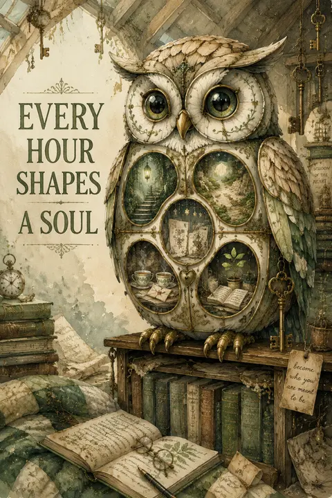 A vertical 9:16 watercolor storybook illustration of a finely crafted clockwork - AI生成图片 2