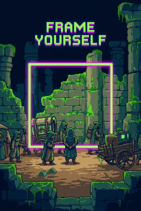 16-bit pixel art of a tense desert nomad caravan moving through ancient moss-cov - AI生成图片 2