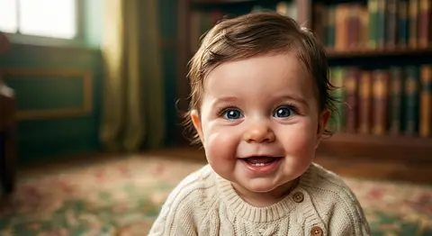 Hyperrealistic infant portrait in an elegant caricature style, featuring playful - AI生成图片 4