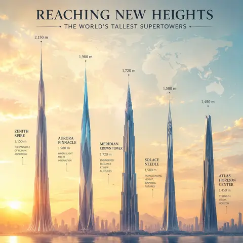 Elegant architectural poster illustration presenting the world’s tallest superto - AI生成图片 2