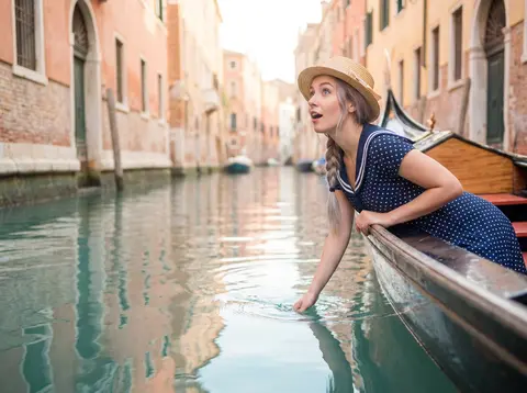 A super cute image based on the attached photo in Venice, Italy.Location: On a g - AI生成图片 4