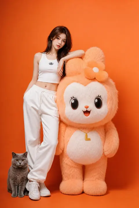 Create a hyper-realistic, high-detail studio photoshoot featuring the same perso - AI生成图片 2