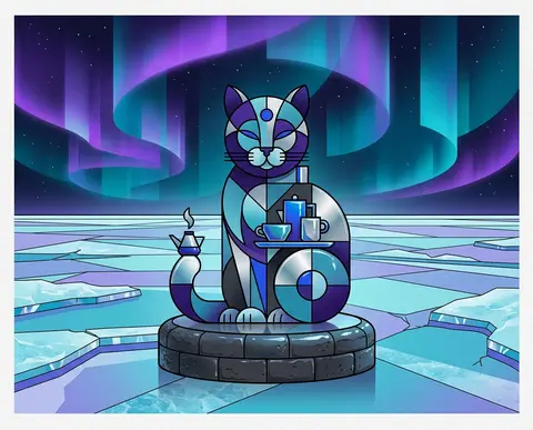 tea-house cat composed of crisp bauhaus circles, wedges, and stacked rectangles, - AI生成图片 2
