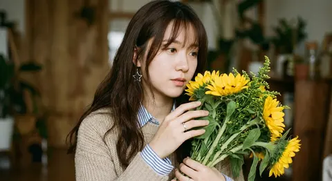 POSITIVE PROMPT: A young East Asian woman with long, velvety espresso-brown hair - AI生成图片 3