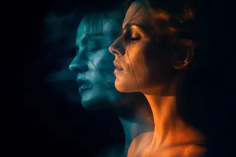 Cinematic double exposure portrait of a woman in side profile, two overlapping f - AI生成图片 2