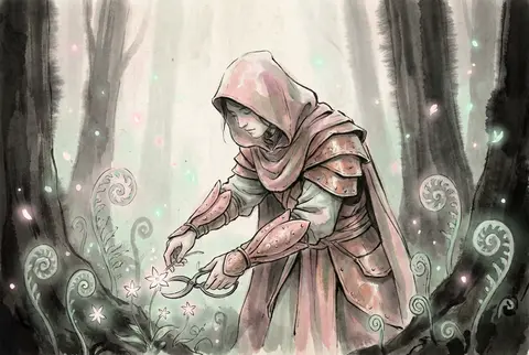 A celestial gardener delicately pruning tiny living constellations in a biolumin - AI生成图片 1