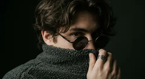 Extreme close-up cinematic portrait of Lucien Vale, a brooding young drifter wit - AI生成图片 2