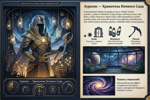 Персонажная карточка для семейной MOBA: величественный небесный садовник, ухажив - AI生成图片 1