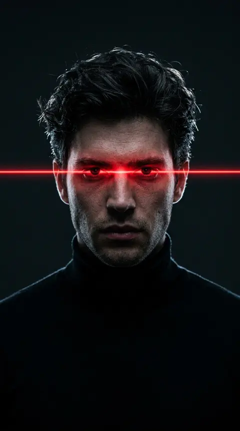 A striking futuristic editorial portrait of a young man framed head-on against a - AI生成图片 1