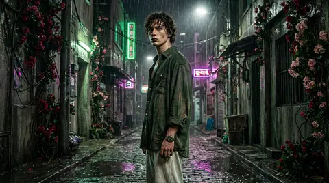 A hyper-realistic cinematic portrait of a fictional young deep-sea diver with a - AI生成图片 1