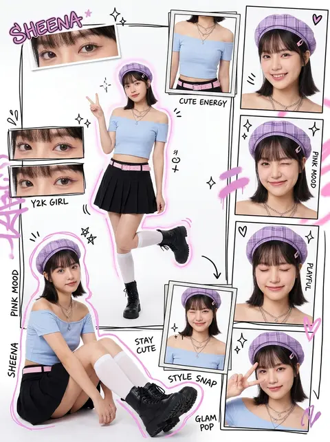 Create a high-quality Y2K kawaii street-style collage poster based on the upload - AI生成图片 1