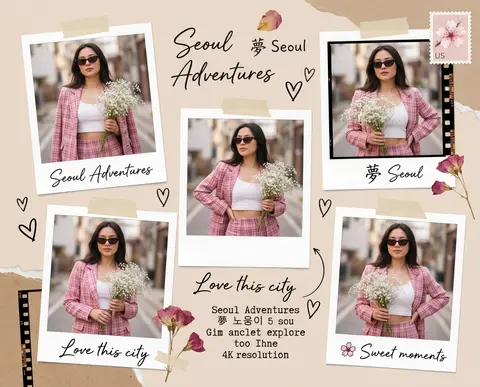Transform the uploaded photo into a stylish aesthetic travel scrapbook collage. - AI生成图片 1