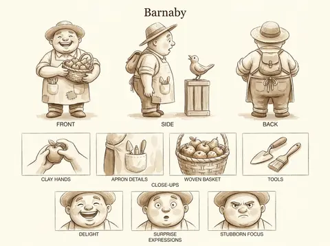 A whimsical market fruit vendor in a sunlit greenhouse, sculpted from wet clay a - AI生成图片 2