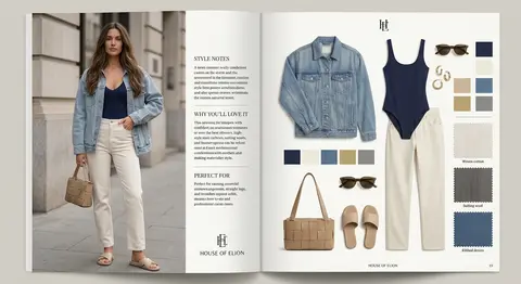 Fashion editorial spread, split-layout composition with the model portrait on th - AI生成图片 3