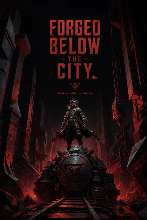 Vertical 9:16 poster, low-poly 3D render, an epic monumental scene centered on a - AI生成图片 1