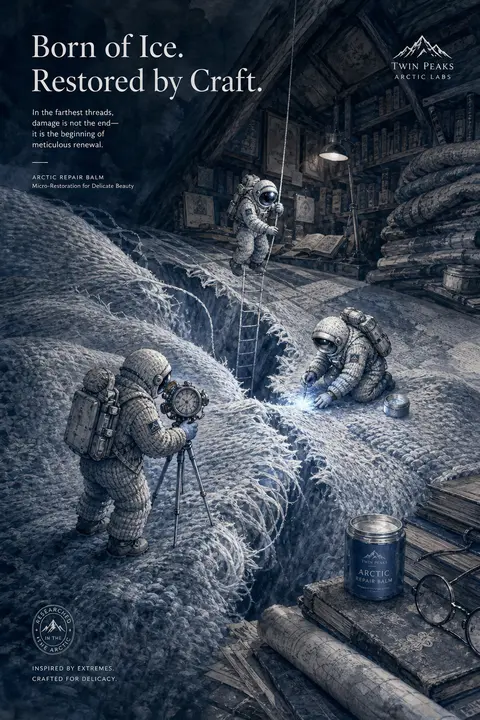 Two twin astronaut explorers in thick knitted wool pressure suits navigate a coz - AI生成图片 1