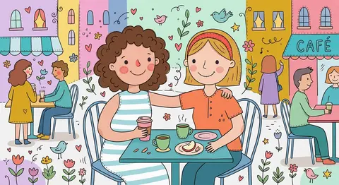 Transform this scene into a whimsical folk flat illustration with doodle accents - AI生成图片 3