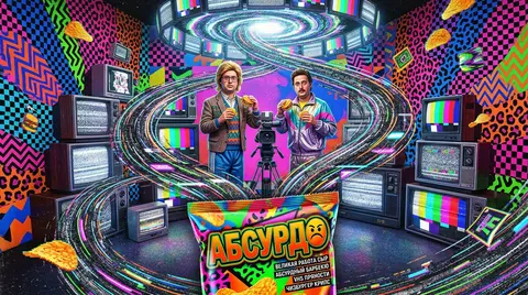 Ультра-детализированный постер чипсов «АБСУРДО» в кичевом стиле 90-х. Ярко-кисло - AI生成图片 3