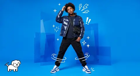 A full-body fashion editorial scene against a vibrant electric-blue studio backg - AI生成图片 2