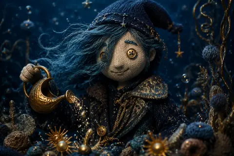 A playful whimsical claymation stop-motion scene of a celestial gardener in a va - AI生成图片 1