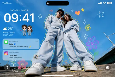 Create an ultra-realistic smartphone lockscreen wallpaper featuring the same cou - AI生成图片 3
