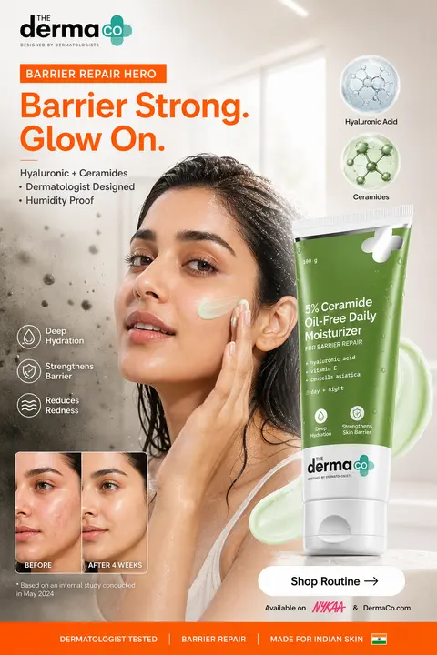 PROMPT — Derma Co Barrier Repair Hero SMM Poster (Inspired by Provided Image) F - AI生成图片 2