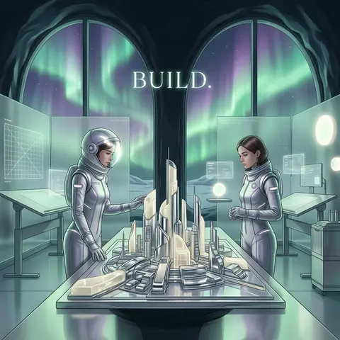 Premium editorial campaign, symmetrical composition: two youthful twin astronaut - AI生成图片 2