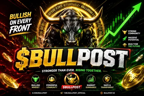 Premium crypto branding banner for fictional token `$BULLPOST`, bold bull-themed - AI生成图片 3
