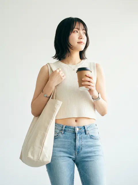 A fresh high-key white-background lifestyle portrait of a young woman in her 20s - AI生成图片 2