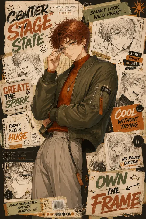 Hyper-detailed theatrical anime mixed-media poster, towering 9:16 layout, a self - AI生成图片 1