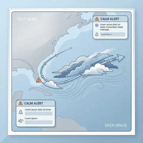 Clean weather poster with a stylized storm track curving across a map-like abstr - AI生成图片 1