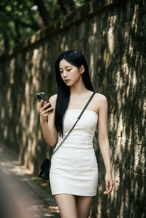 Realistic photography, portrait of a beautiful korean idol with long sleek strai - AI生成图片 4