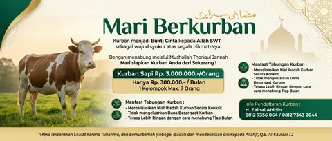 Poster panorama 4K rasio 2:1 untuk promosi arisan tabungan kurban sapi, komposis - AI生成图片 2