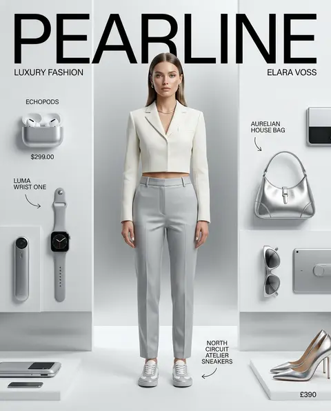 Ultra realistic luxury `Pearline`-inspired fashion campaign poster featuring `El - AI生成图片 2