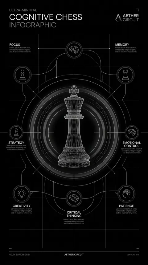 Ultra-minimal cognitive chess infographic in a futuristic minimalist style, a mo - AI生成图片 2