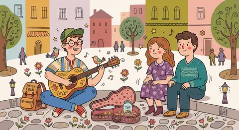 Transform this scene into a whimsical folk flat illustration with doodle accents - AI生成图片 1