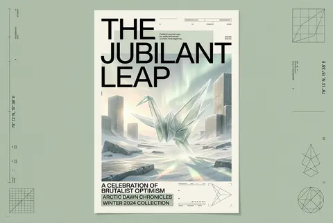 A radiant brutalist poster set on a vast sunlit polar plain beneath sweeping aur - AI生成图片 1