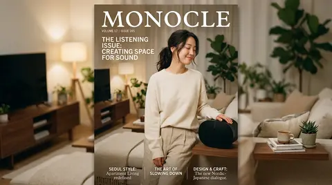Ultra-realistic editorial lifestyle magazine cover featuring a thoughtful Korean - AI生成图片 2