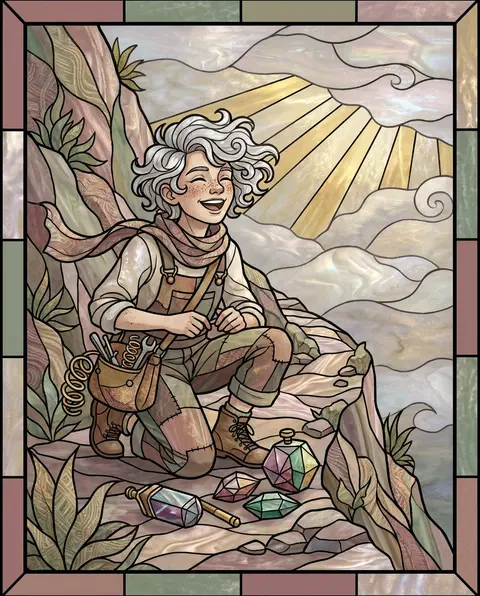 A jubilant teenage inventor with copper-flecked freckles and a cloud of wind-tos - AI生成图片 2