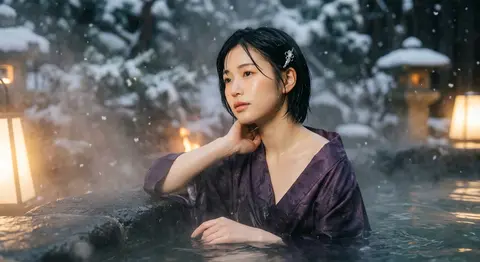 Create a masterpiece, best quality, ultra-detailed cinematic winter onsen aesthe - AI生成图片 1