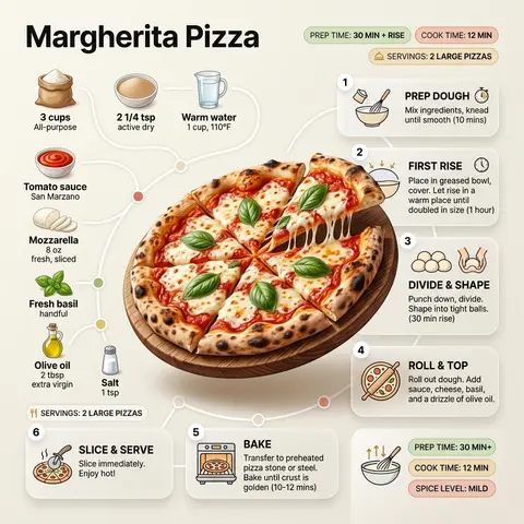 Ultra-clean modern recipe infographic for Pizza, featuring a beautifully finishe - AI生成图片 2