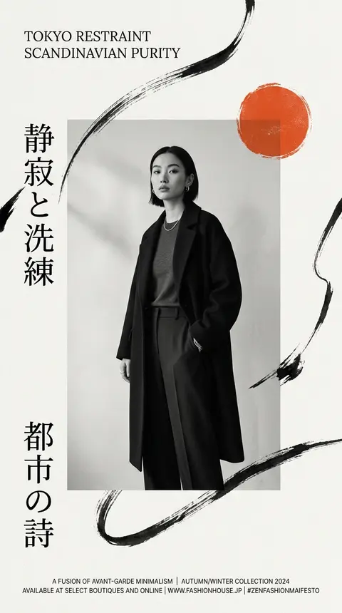 A high-end Japanese fashion house poster merging Tokyo restraint with Scandinavi - AI生成图片 1