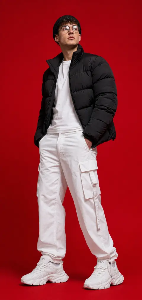 Ultra-realistic full-body studio fashion portrait of Kieran Vale, a sharp-featur - AI生成图片 1