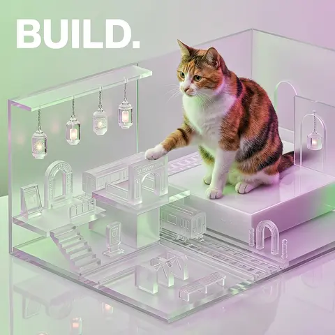 Premium editorial campaign image of a tea-house cat presiding over an abandoned - AI生成图片 3