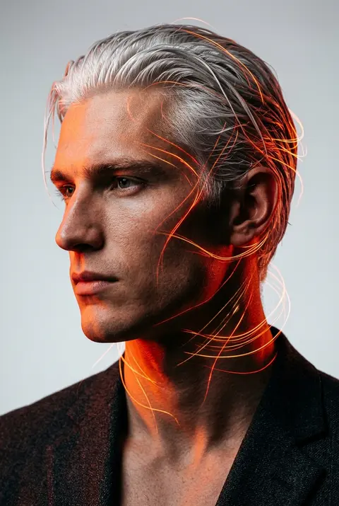 Portrait of 21-year-old Alaric Voss, a striking young man with sharply masculine - AI生成图片 3