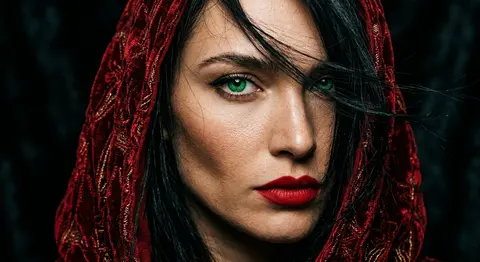 Extreme close-up editorial portrait of Selene Voss, an enigmatic fictional muse - AI生成图片 4