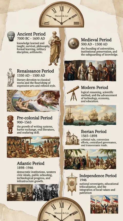 A vertically oriented 9:16 historical timeline infographic in a classic collage - AI生成图片 2
