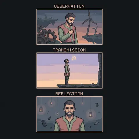 A mysterious, eerie 16-bit pixel art triptych set across drifting sky islands at - AI生成图片 4